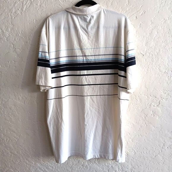 Anchor Blue Mens XL White blue  Stripe Short Sleeve Polo Shirt Y2k 90's preppy - Picture 3 of 9